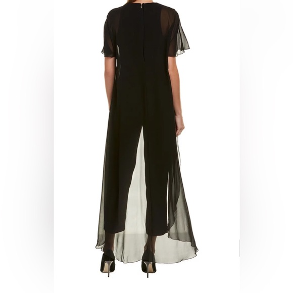 Trina Turk size 8 black silk jumpsuit with sheer cape - Picture 2 of 16